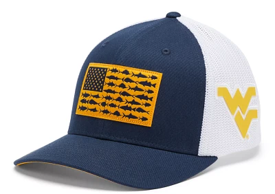 Columbia Men's West Virginia Mountaineers Blue PFG Flag Mesh Fitted Hat