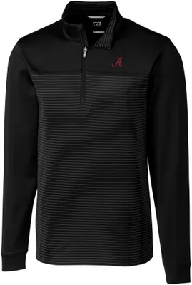 Cutter & Buck Men's Alabama Crimson Tide Traverse Stripe Black Half-Zip Pullover Shirt