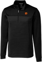 Cutter & Buck Men's Clemson Tigers Traverse Stripe Black Half-Zip Pullover Shirt