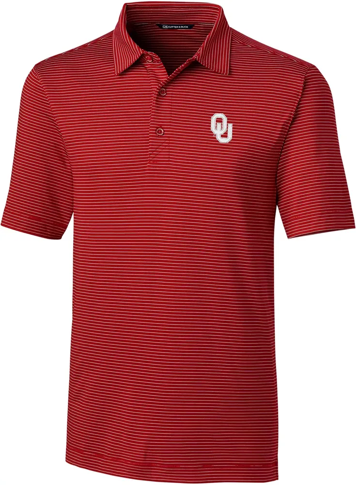 Cutter & Buck Men's Oklahoma Sooners Crimson Forge Pencil Stripe Polo