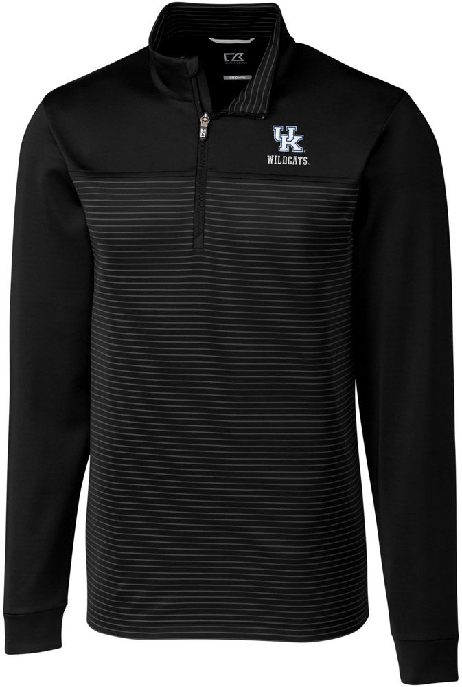 Cutter & Buck Men's Kentucky Wildcats Traverse Stripe Black Half-Zip Pullover Shirt