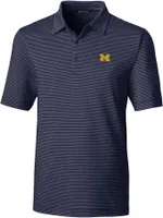 Cutter & Buck Men's Michigan Wolverines Blue Forge Pencil Stripe Polo