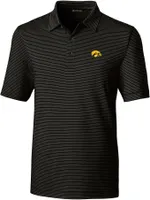 Cutter & Buck Men's Iowa Hawkeyes Forge Pencil Stripe Black Polo