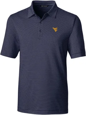 Cutter & Buck Men's West Virginia Mountaineers Blue Forge Pencil Stripe Polo