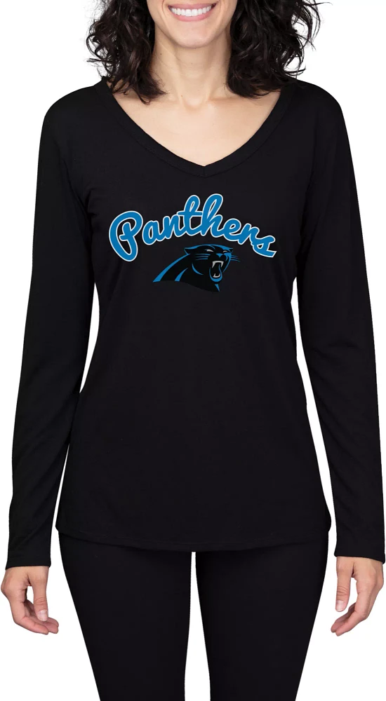 Concepts Sport Women's Carolina Panthers Marathon Black Long Sleeve T-Shirt