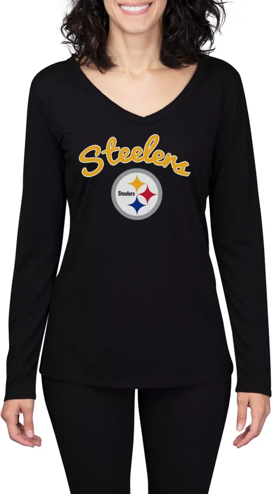 Concepts Sport Women's Pittsburgh Steelers Marathon Black Long Sleeve T-Shirt