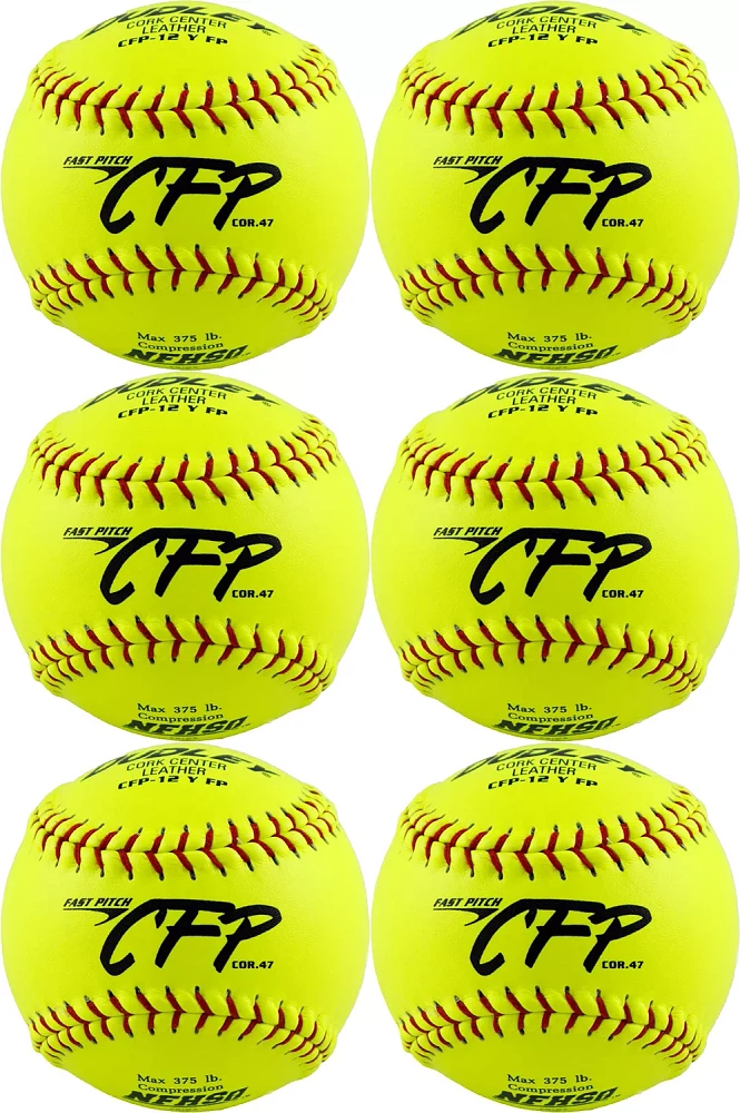 Dudley 12” USA/NFHS CFP Cork Fastpitch Softballs - 6 Pack