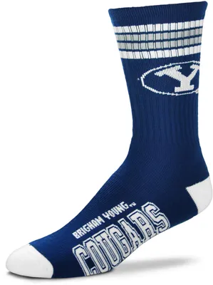 For Bare Feet BYU Cougars 4-Stripe Deuce Crew Socks