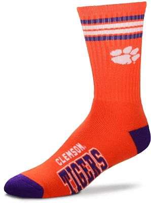 For Bare Feet Clemson Tigers 4-Stripe Deuce Crew Socks