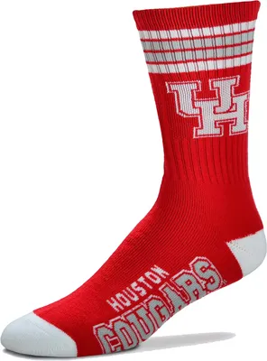 For Bare Feet Houston Cougars 4-Stripe Crew Socks