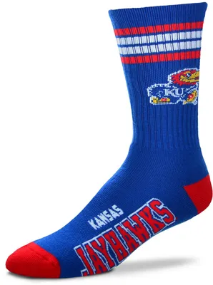 For Bare Feet Kansas Jayhawks 4-Stripe Deuce Crew Socks