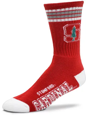 For Bare Feet Stanford Cardinal 4-Stripe Deuce Crew Socks