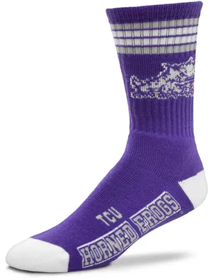 For Bare Feet TCU Horned Frogs 4-Stripe Deuce Crew Socks