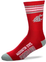 For Bare Feet Washington State Cougars 4-Stripe Deuce Crew Socks