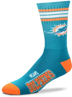 For Bare Feet Miami Dolphins 4-Stripe Deuce Socks