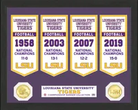 Highland Mint 2019 National Champions LSU Tigers Bronze Coin Deluxe Banner Collection