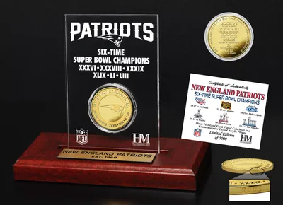 Highland Mint Super Bowl LIII 6X Champions New England Patriots Gold Coin Etch