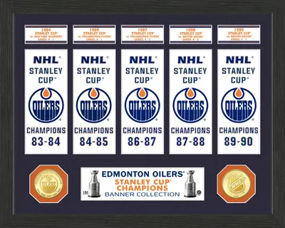 Highland Mint Edmonton Oilers Stanley Cup Banner Collection Photo Mint