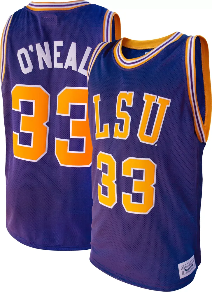 Original Retro Brand Men's Shaquille O'Neal LSU Tigers #33 Purple Retro Basketball Jersey