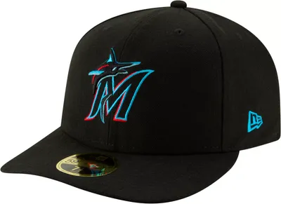 New Era Men's Miami Marlins 59Fifty Game Black Low Crown Fitted Hat