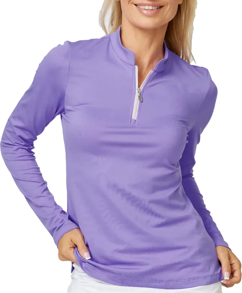 Sofibella Women's Mock Neck Long Sleeve Golf Polo