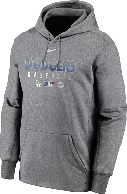 Nike Men's Los Angeles Dodgers Grey Dri-FIT Therma Pullover Hoodie