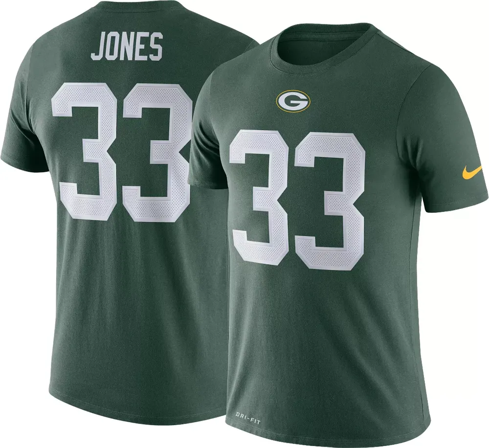 Nike Men's Green Bay Packers Aaron Jones #33 Logo T-Shirt