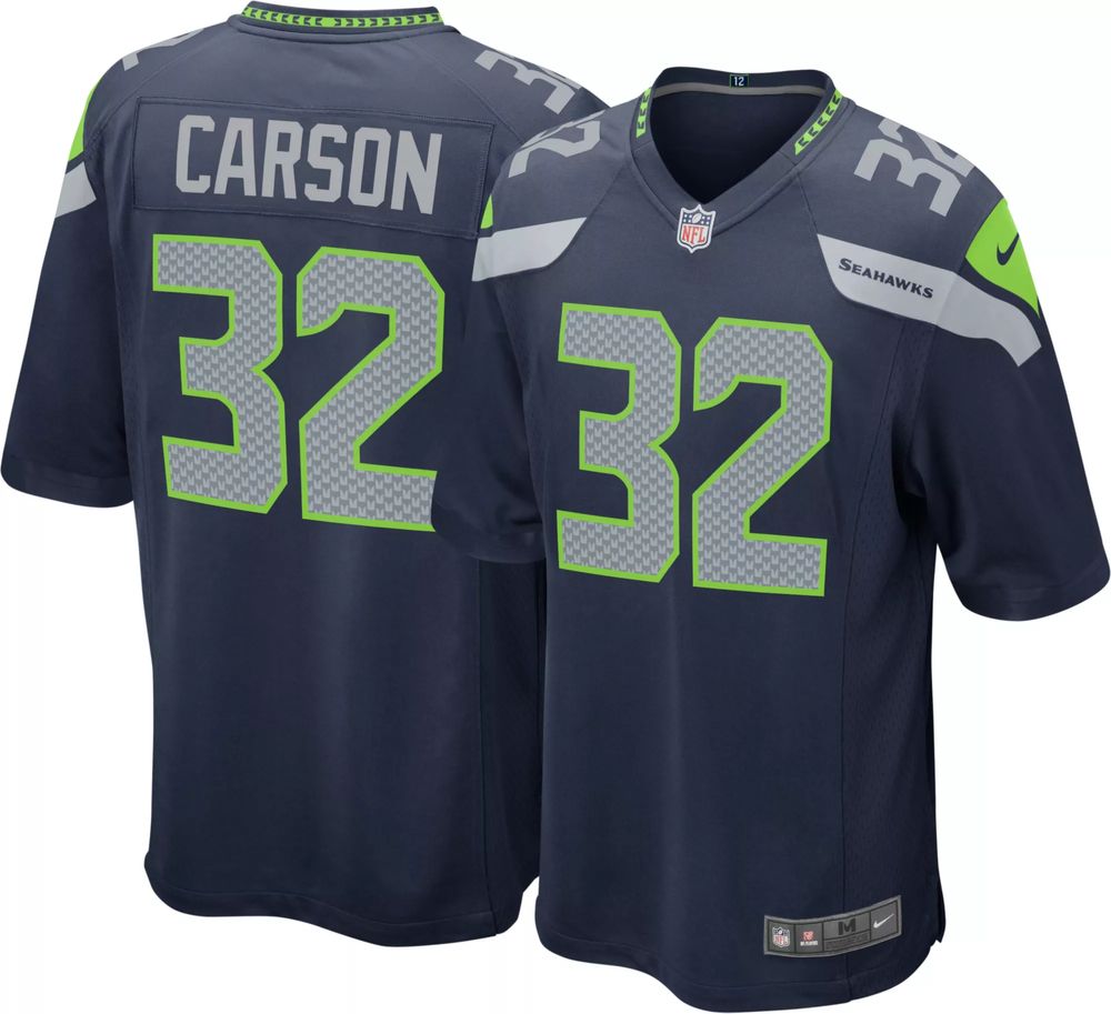 Nike Men's Seattle Seahawks Chris Carson #32 Navy Game Jersey