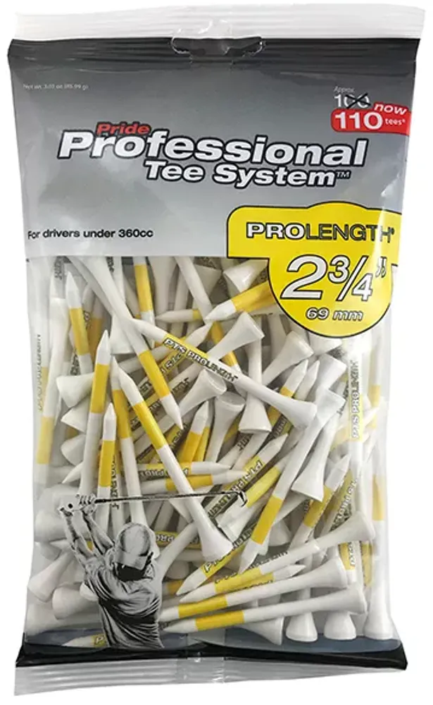 Pride PTS 2.75" Yellow on White ProLength Tees - 110 Pack