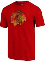 NHL Men's Chicago Blackhawks Red Logo Tri-Blend T-Shirt