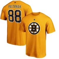 NHL Men's Boston Bruins David Pastrnak #88 Gold Player T-Shirt