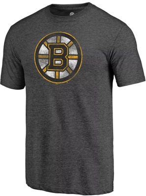 NHL Men's Boston Bruins Logo Tri-Blend Grey T-Shirt