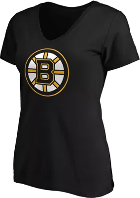 NHL Women's Boston Bruins Primary Logo Black V-Neck T-Shirt