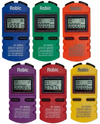 Robic SC-505W Set of 6 12 Memory Stopwatches