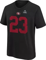 Nike Youth 2024 Super Bowl LVIII Bound Patch San Francisco 49ers Christian McCaffrey #23 T-Shirt