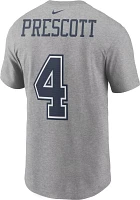 Nike Men's Dallas Cowboys Dak Prescott #4 Grey T-Shirt