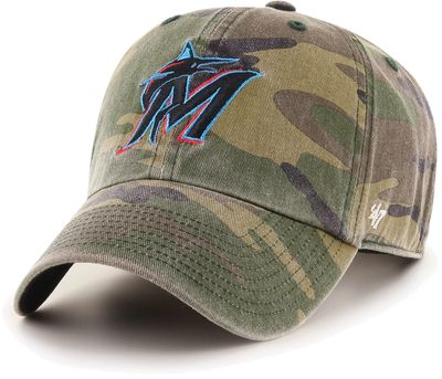 47 Black Miami Marlins Clean Up Adjustable Hat