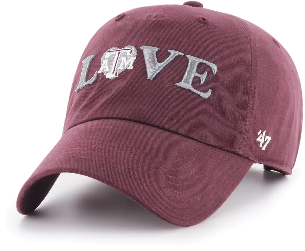 ‘47 Women's Texas A&M Aggies Maroon Love Script Clean Up Adjustable Hat