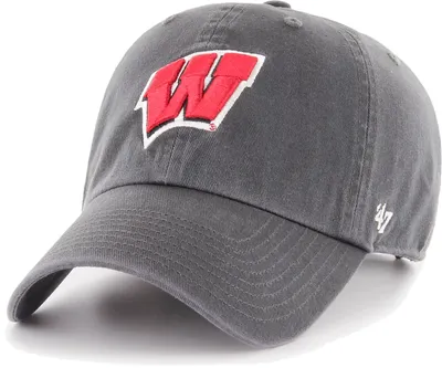 ‘47 Men's Wisconsin Badgers Grey Clean Up Adjustable Hat