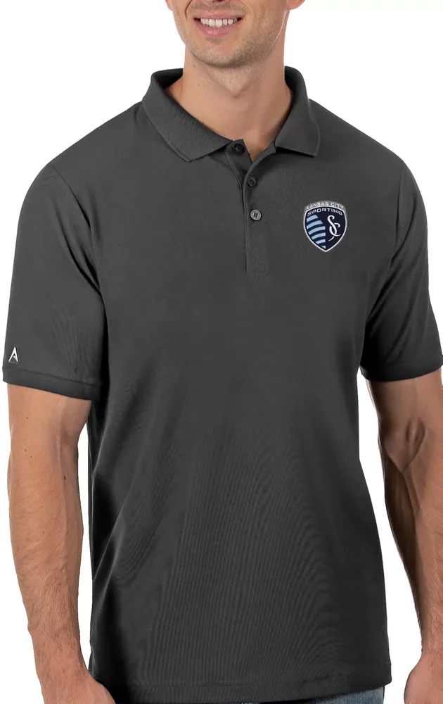 Antigua Men's Sporting Kansas City Grey Legacy Pique Polo