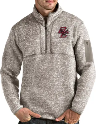 Antigua Men's Boston College Eagles Oatmeal Fortune Pullover Black Jacket