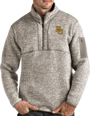 Antigua Men's Baylor Bears Oatmeal Fortune Pullover Black Jacket