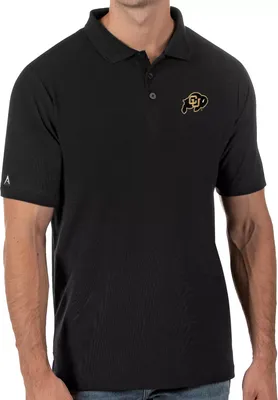 Antigua Men's Colorado Buffaloes Legacy Pique Black Polo