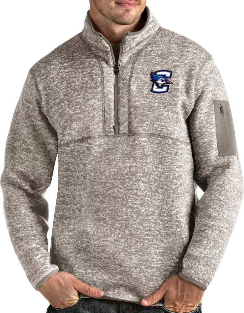 Antigua Men's Creighton Bluejays Oatmeal Fortune Pullover Black Jacket