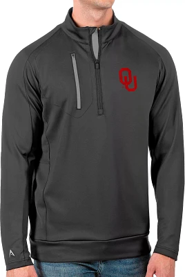 Antigua Men's Oklahoma Sooners Grey Generation Half-Zip Pullover Shirt