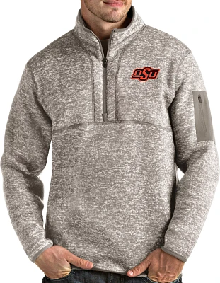 Antigua Men's Oklahoma State Cowboys Oatmeal Fortune Pullover Black Jacket