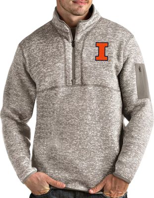 Antigua Men's Illinois Fighting Illini Oatmeal Fortune Pullover Black Jacket