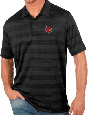 Antigua Men's Louisville Cardinals Black Compass Polo