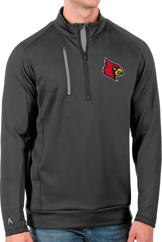 Antigua Men's Louisville Cardinals Grey Generation Half-Zip Pullover Shirt