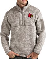 Antigua Men's Louisville Cardinals Oatmeal Fortune Pullover Black Jacket